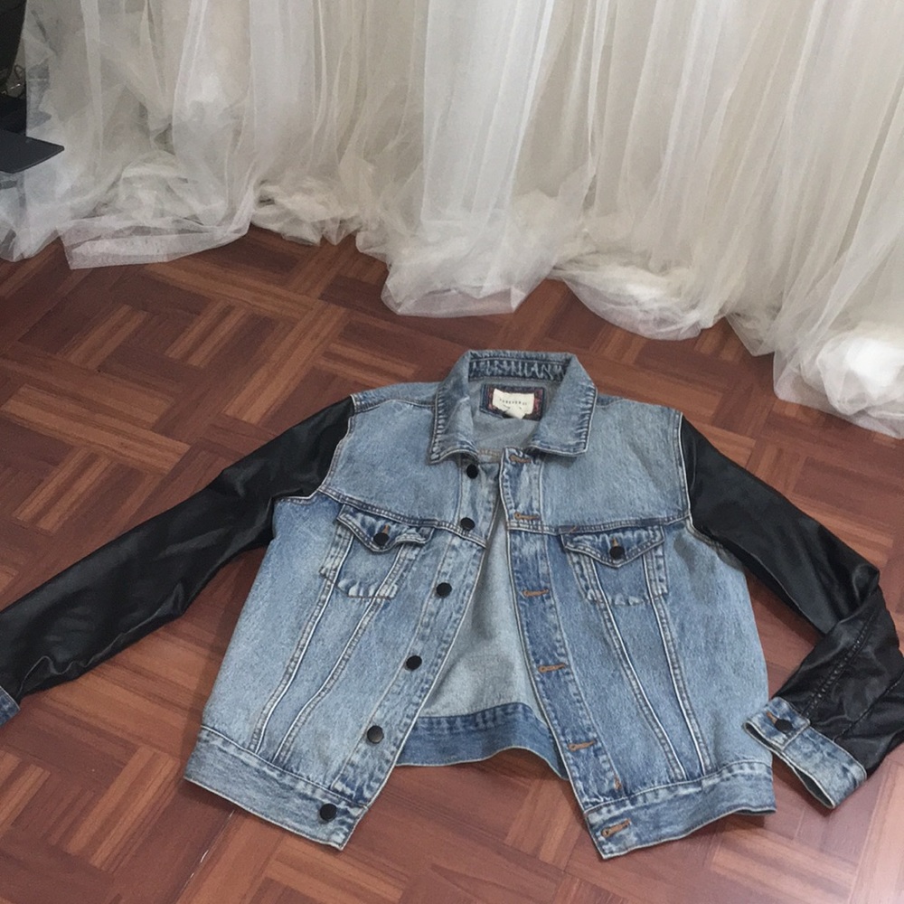 Size L Jean and Faux Leather Jacket